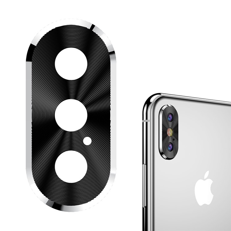 For iPhone X Plated Edge Alloy Back Camera Lens Protector - Black-1