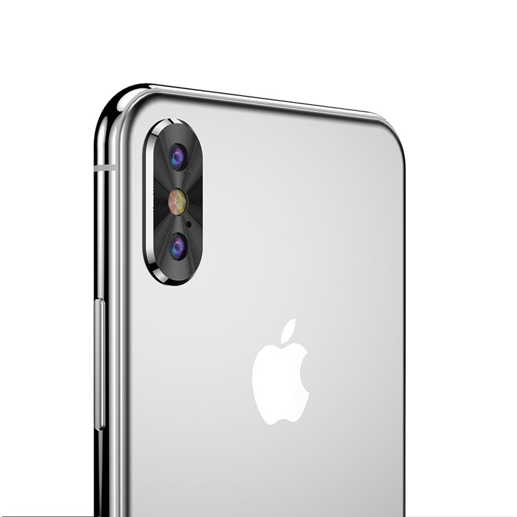 For iPhone X Plated Edge Alloy Back Camera Lens Protector - Black-3