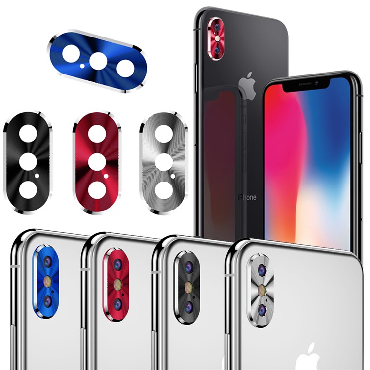 For iPhone X Plated Edge Alloy Back Camera Lens Protector - Black-7