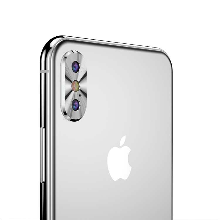 Alloy Plated Edge Back Camera Lens Protector for iPhone X - Silver-3