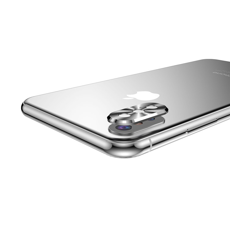 Alloy Plated Edge Back Camera Lens Protector for iPhone X - Silver-4