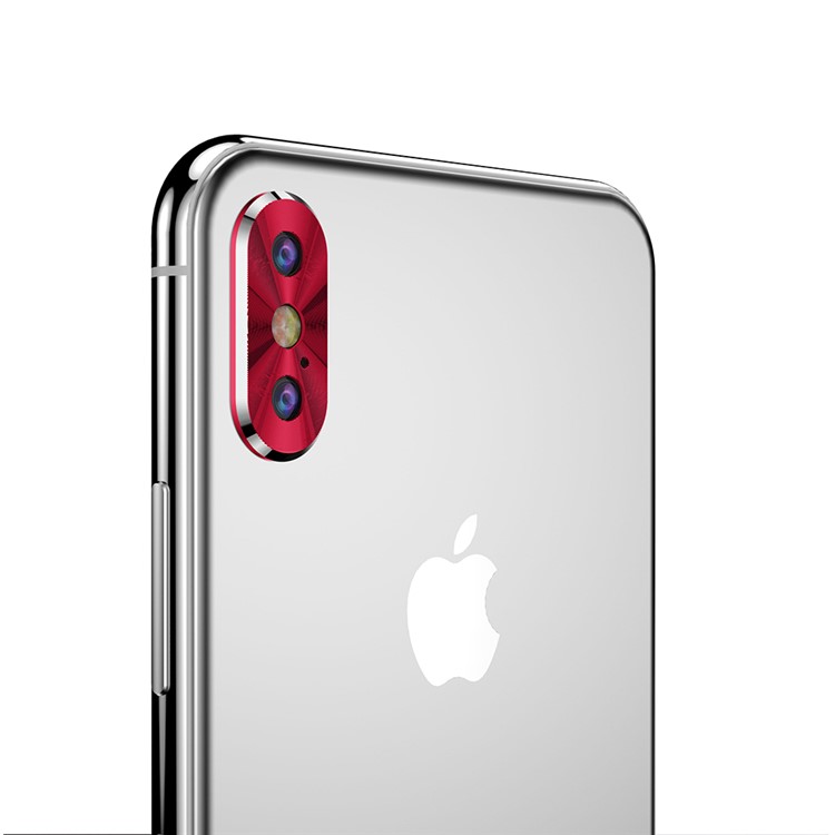 Slim Alloy Plated Edge Back Camera Lens Protector for iPhone X - Red-3