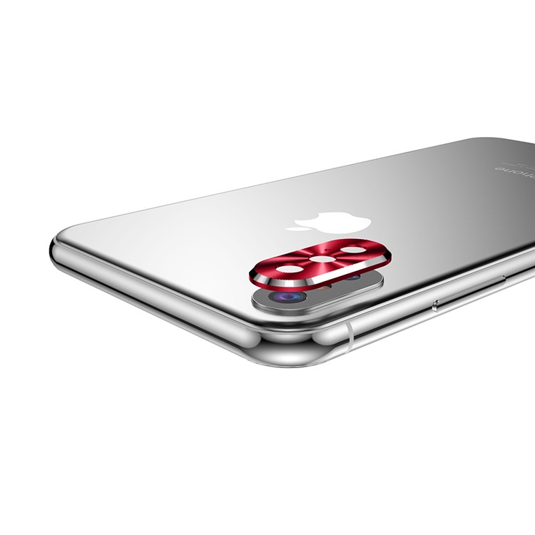 Slim Alloy Plated Edge Back Camera Lens Protector for iPhone X - Red-4