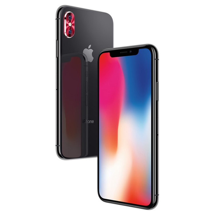Slim Alloy Plated Edge Back Camera Lens Protector for iPhone X - Red-6