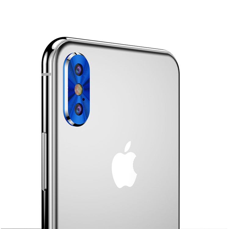 Untra Thin Alloy Plated Edge Back Camera Lens Protector for iPhone X - Blue-3