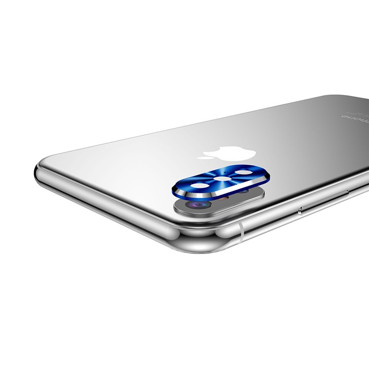Untra Thin Alloy Plated Edge Back Camera Lens Protector for iPhone X - Blue-4