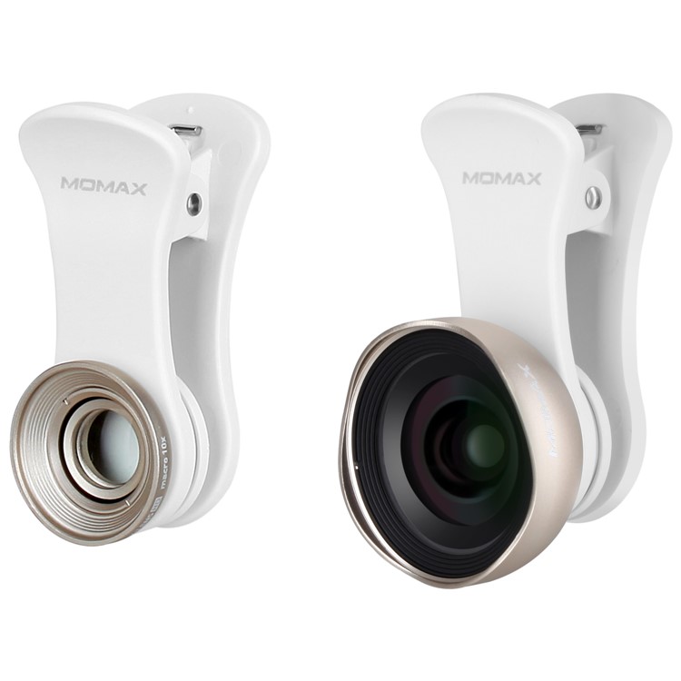 MOMAX X-Lens 2-in-1 Clip-on 0.6X Wide-angle Lens + 10X Macro Lens for Smartphone Tablet - Champagne Gold Color-1