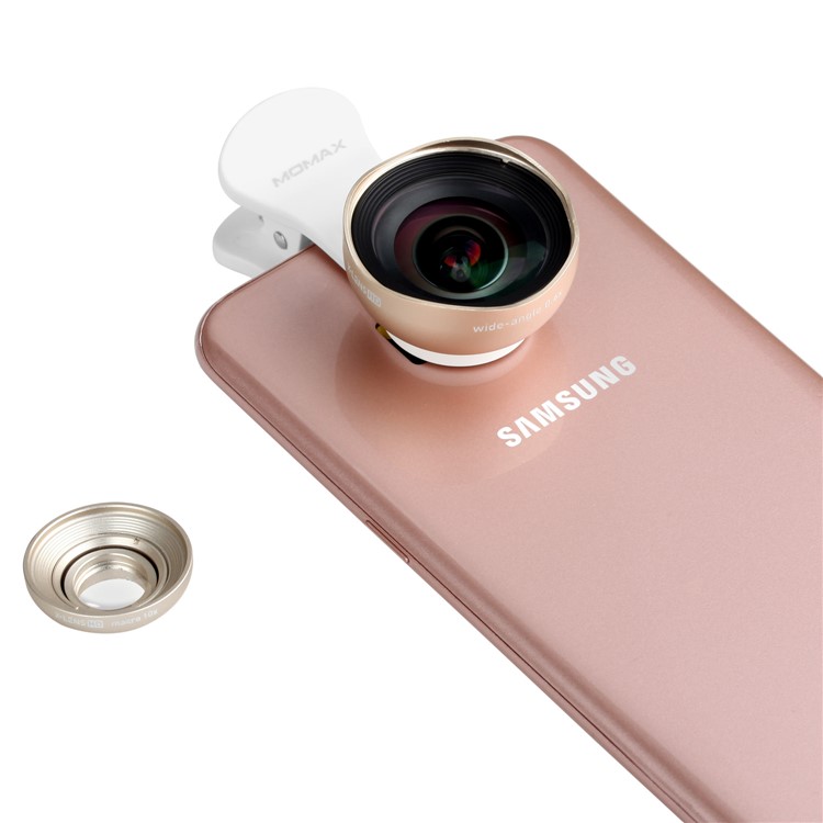 MOMAX X-Lens 2-in-1 Clip-on 0.6X Wide-angle Lens + 10X Macro Lens for Smartphone Tablet - Champagne Gold Color-13