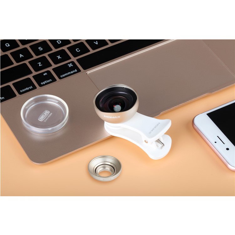 MOMAX X-Lens 2-in-1 Clip-on 0.6X Wide-angle Lens + 10X Macro Lens for Smartphone Tablet - Champagne Gold Color-15