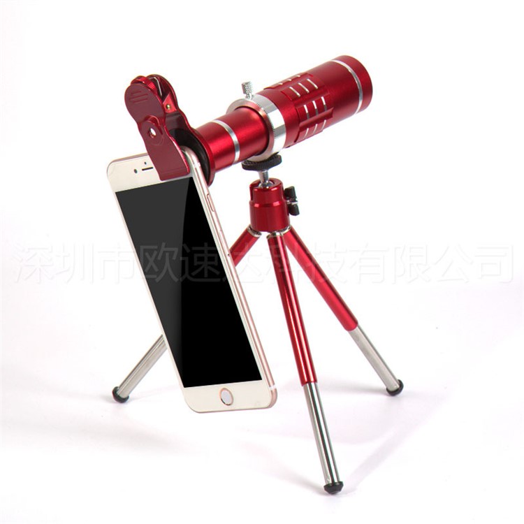 18X HD Telephoto Lens Kit for Phone Camera Portable Zoom Telescope Telescopic Lens with Mini Tripod for iPhone Samsung Smartphone - Red-1