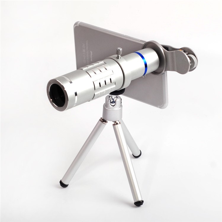 Super Clear 18X HD Telephoto Lens Kit for Phone Camera Zoom Telescope Telescopic Lens with Mini Tripod for iPhone Samsung Smartphone - Silver Color-2