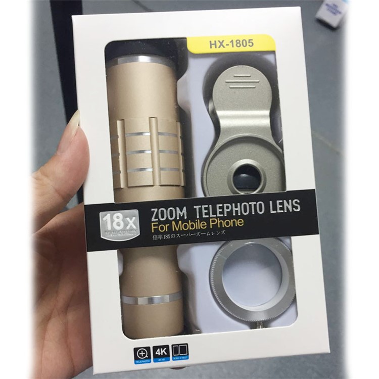 Trendy 18X HD Telephoto Lens Kit for Phone Camera Zoom Telescope Telescopic Lens with Mini Tripod for iPhone Samsung Smartphone - Gold Color-6