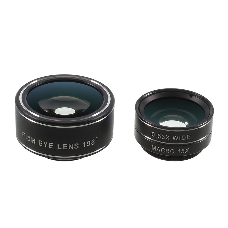 Clip-on 198° Fish Eye Lens + 15X Macro Lens + 0.63X Wide Angle Lens for iPhone Samsung Smartphones-12