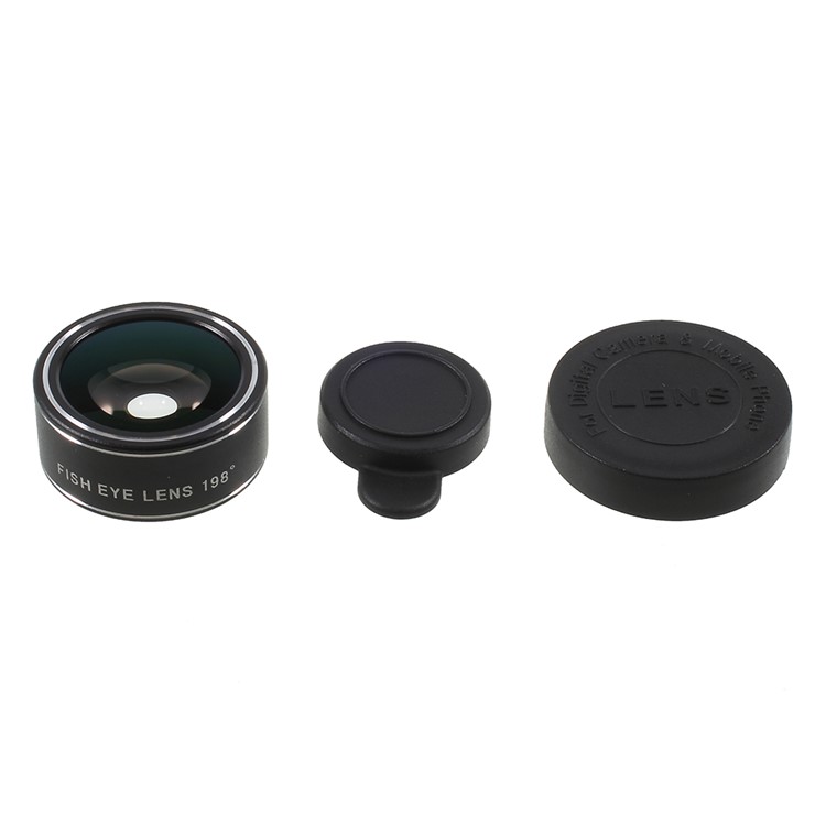Clip-on 198° Fish Eye Lens + 15X Macro Lens + 0.63X Wide Angle Lens for iPhone Samsung Smartphones-2