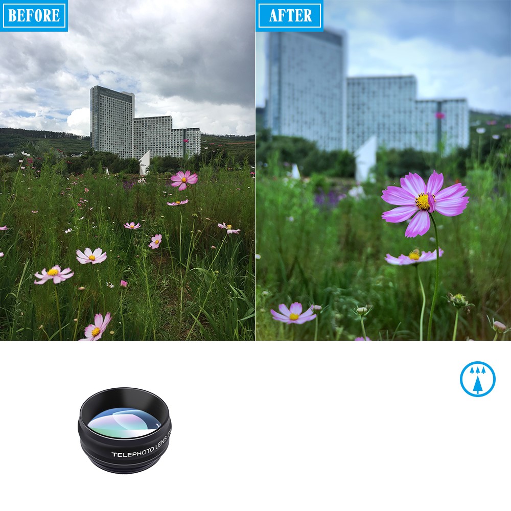 Kit De Lentilles APEXEL 10-en-1 Objectif Fish-eye Grand Angle Macro 2X Télescope Pour Iphone Samsung Smartphones-10