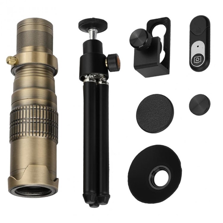 22X Zoom Mobile Phone Telephoto Lens 4K HD Camera Lens with Tripod Bluetooth Remote Control - Gold-19