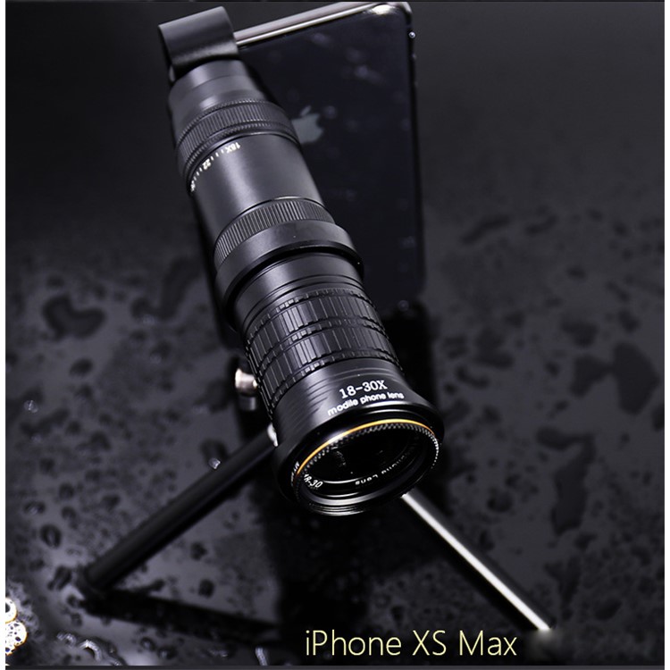 UV Camera Lens 18X-30X Mobile Phone Zoom Telephoto Telescope Head + Tripod Clip - Black-8