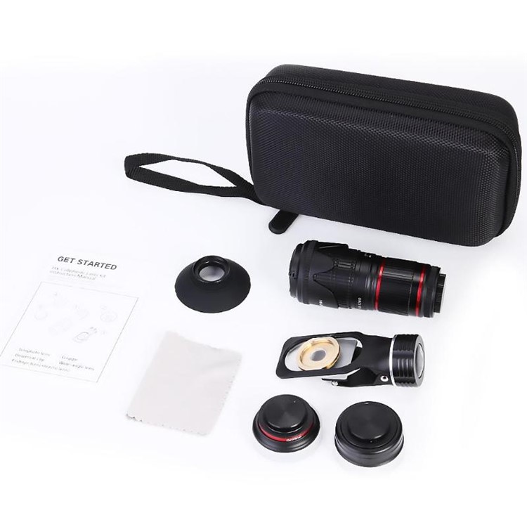 5 in 1 Phone HD 12.8 Times Telephoto Lens 4K Fish Eye Wide Angle Macro Lens Cellphone Clip Set-5