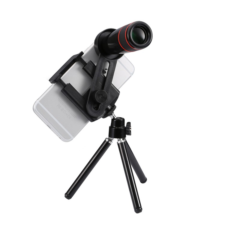 Universal 12X Optical Telescope Camera Lens with Tripod for iPhone Samsung - Black-2