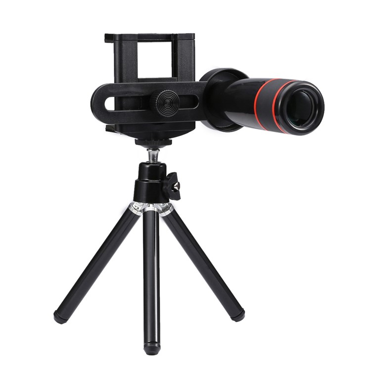 Universal 12X Optical Telescope Camera Lens with Tripod for iPhone Samsung - Black-3