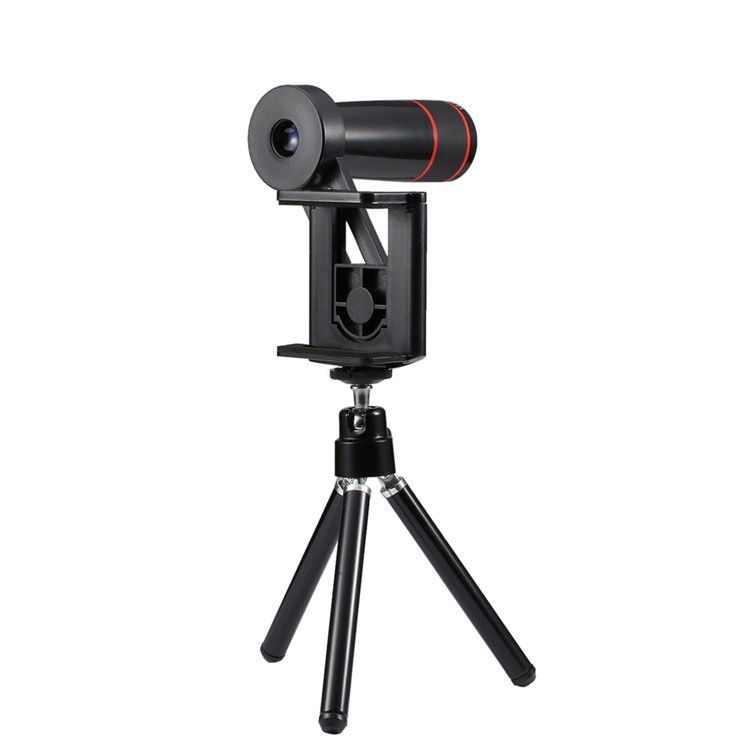 Universal 12X Optical Telescope Camera Lens with Tripod for iPhone Samsung - Black-5
