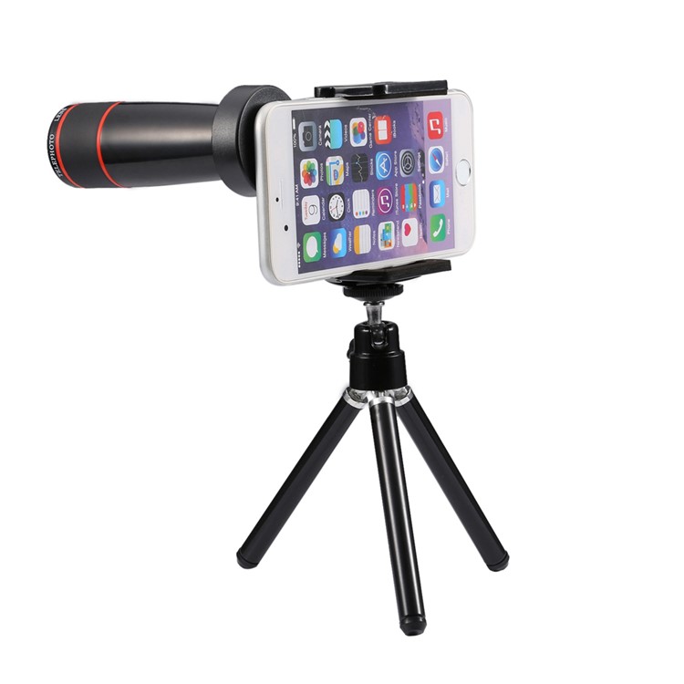 Universal 12X Optical Telescope Camera Lens with Tripod for iPhone Samsung - Black-6