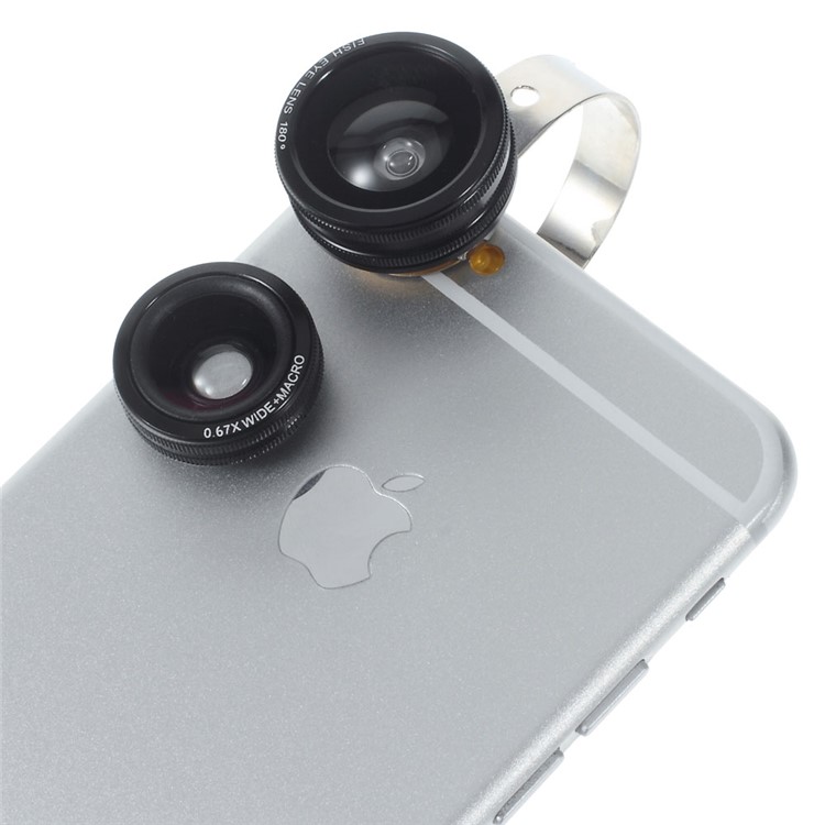 Macro + Wide Angle + Fisheye O Stainless Ring Camera Lens for iPhone Samsung - Black-1