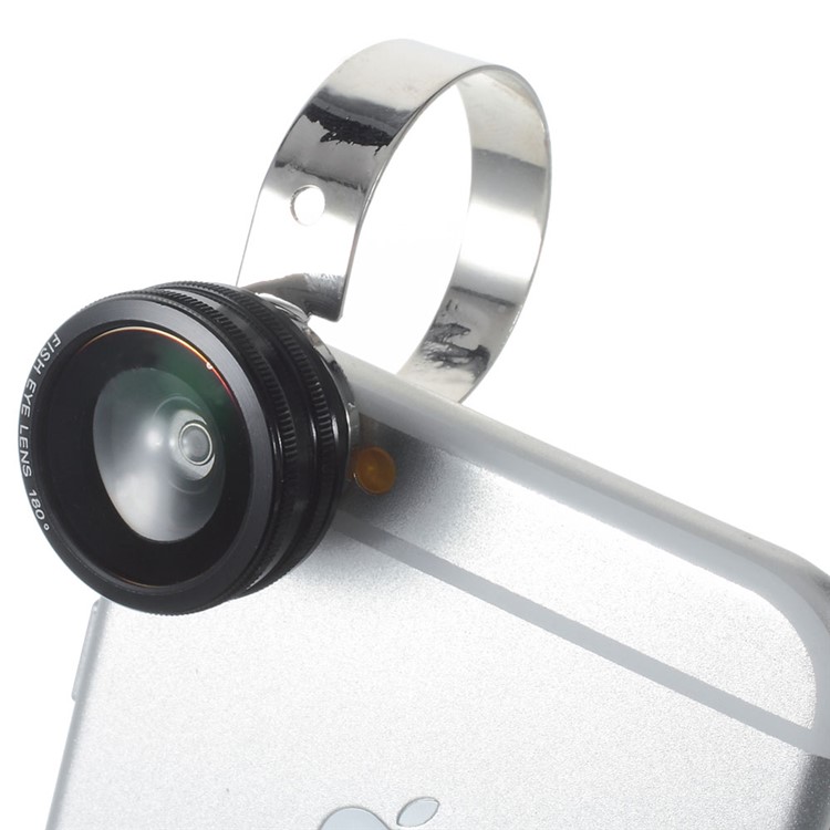 Macro + Wide Angle + Fisheye O Stainless Ring Camera Lens for iPhone Samsung - Black-2
