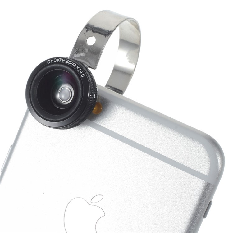 Macro + Wide Angle + Fisheye O Stainless Ring Camera Lens for iPhone Samsung - Black-3