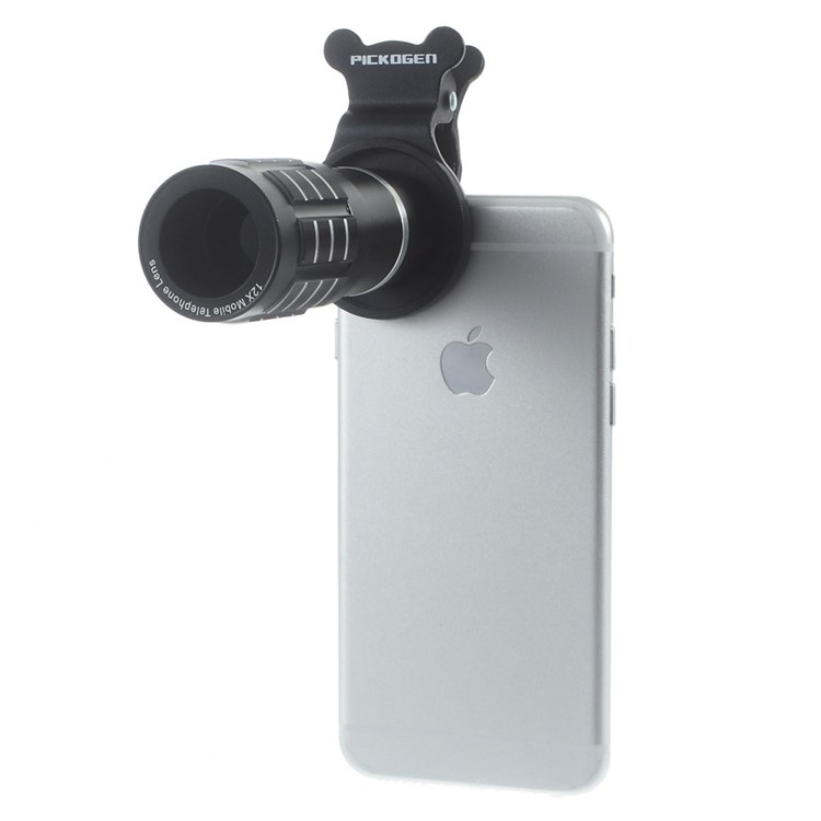Universal 12X Telephoto Camera Lens + Clamp Clip for iPhone Samsung Sony LG - Black-1
