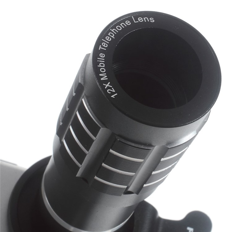 Universal 12X Telephoto Camera Lens + Clamp Clip for iPhone Samsung Sony LG - Black-2