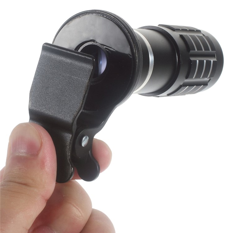 Universal 12X Telephoto Camera Lens + Clamp Clip for iPhone Samsung Sony LG - Black-3