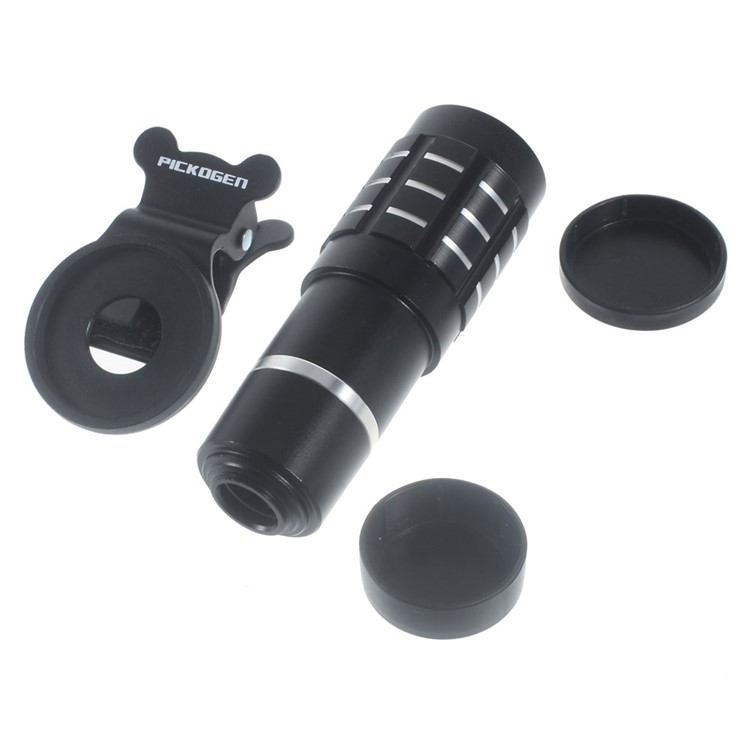 Universal 12X Telephoto Camera Lens + Clamp Clip for iPhone Samsung Sony LG - Black-4