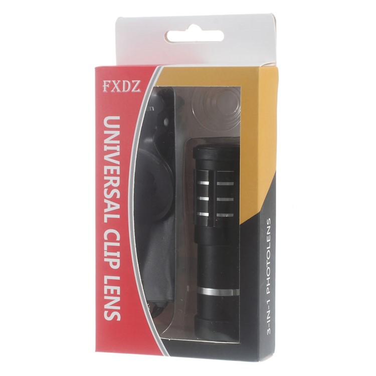 Universal 12X Telephoto Camera Lens + Clamp Clip for iPhone Samsung Sony LG - Black-6
