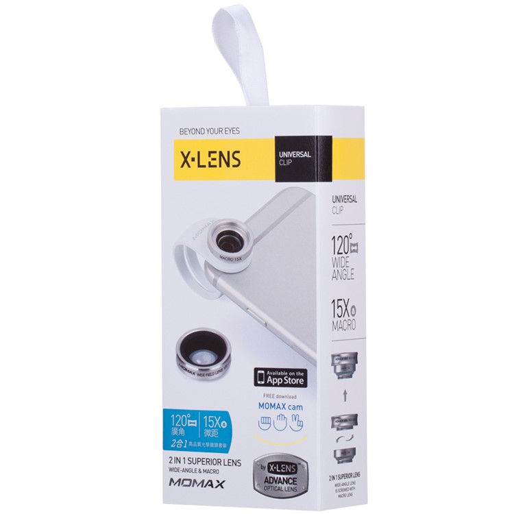 MOMAX X-Lens 2-In-1 Clip-on 120-Degree Wide Angle + 15X Macro Lens for Smartphone Tablet - White-11