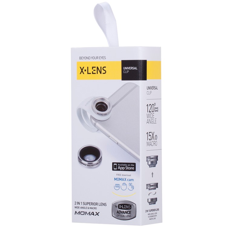 MOMAX X-Lens 2-In-1 Clip-on 120-Degree Wide Angle + 15X Macro Lens for Smartphone Tablet - White-12