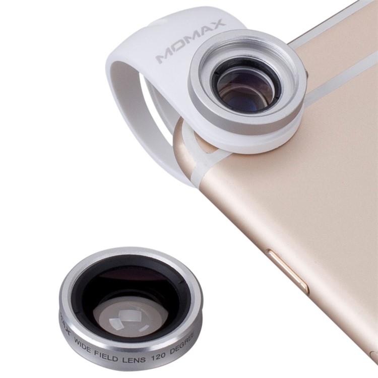 MOMAX X-Lens 2-In-1 Clip-on 120-Degree Wide Angle + 15X Macro Lens for Smartphone Tablet - White-2