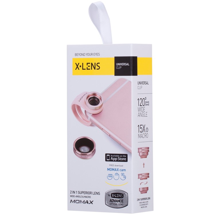 MOMAX X-Lens 2-In-1 Clip-on 120-Degree Wide Angle + 15X Macro Lens for Smartphone Tablet - Rose Gold Color-14