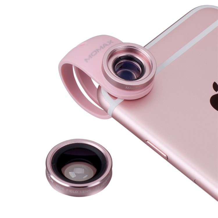 MOMAX X-Lens 2-In-1 Clip-on 120-Degree Wide Angle + 15X Macro Lens for Smartphone Tablet - Rose Gold Color-2