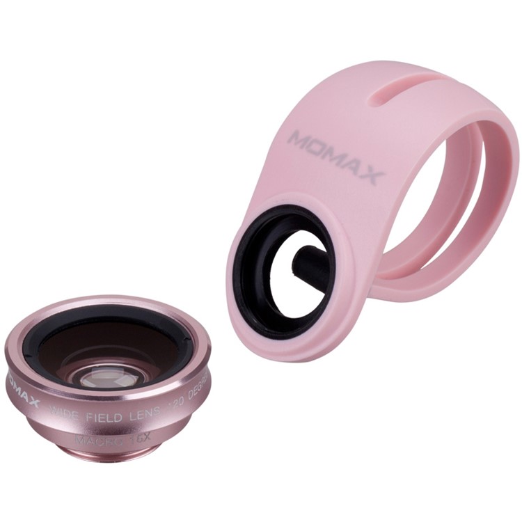 MOMAX X-Lens 2-In-1 Clip-on 120-Degree Wide Angle + 15X Macro Lens for Smartphone Tablet - Rose Gold Color-7