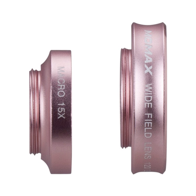 MOMAX X-Lens 2-In-1 Clip-on 120-Degree Wide Angle + 15X Macro Lens for Smartphone Tablet - Rose Gold Color-8