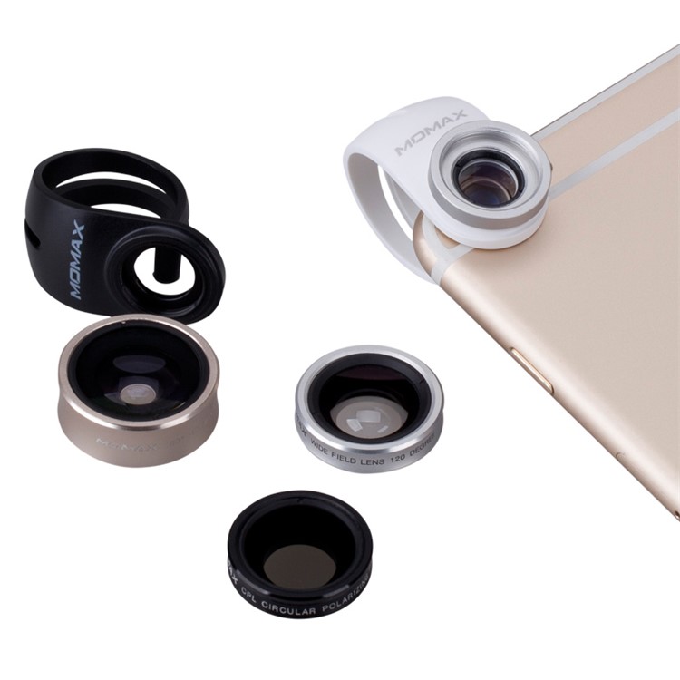 MOMAX X-Lens 4-in-1 120 Degree Wide Angle+15X Macro Lens+180 Degree Fisheye+ CPL Filter for Smartphone Tablet - Silver Color-10