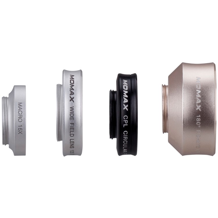 MOMAX X-Lens 4-in-1 120 Degree Wide Angle+15X Macro Lens+180 Degree Fisheye+ CPL Filter for Smartphone Tablet - Silver Color-5