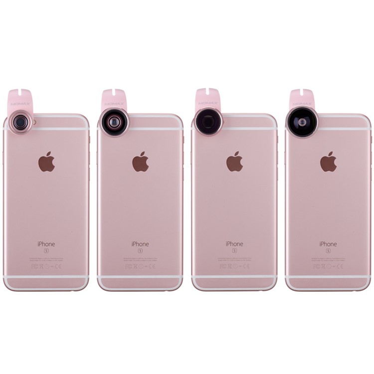 MOMAX X-Lens 4-in-1 120 Degree Wide Angle+15X Macro Lens+180 Degree Fisheye+ CPL Filter for Smartphone Tablet - Rose Gold Color-11