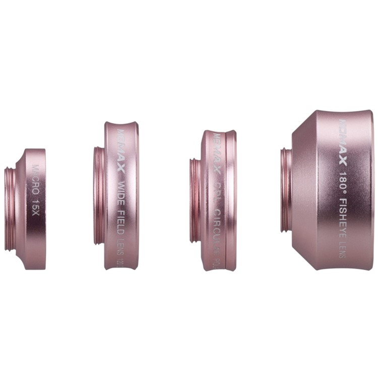 MOMAX X-Lens 4-in-1 120 Degree Wide Angle+15X Macro Lens+180 Degree Fisheye+ CPL Filter for Smartphone Tablet - Rose Gold Color-4