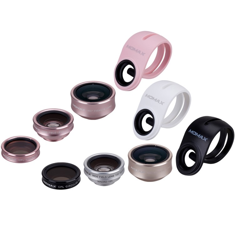 MOMAX X-Lens 4-in-1 120 Degree Wide Angle+15X Macro Lens+180 Degree Fisheye+ CPL Filter for Smartphone Tablet - Rose Gold Color-7