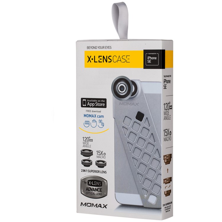 MOMAX X-Lens Case + Micro/Wide-angle Camera Lens Kits for iPhone SE/5s/5 - Silver Color-10