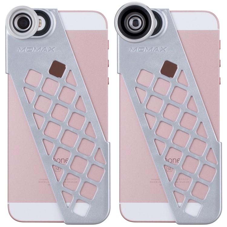 MOMAX X-Lens Case + Micro/Wide-angle Camera Lens Kits for iPhone SE/5s/5 - Silver Color-6