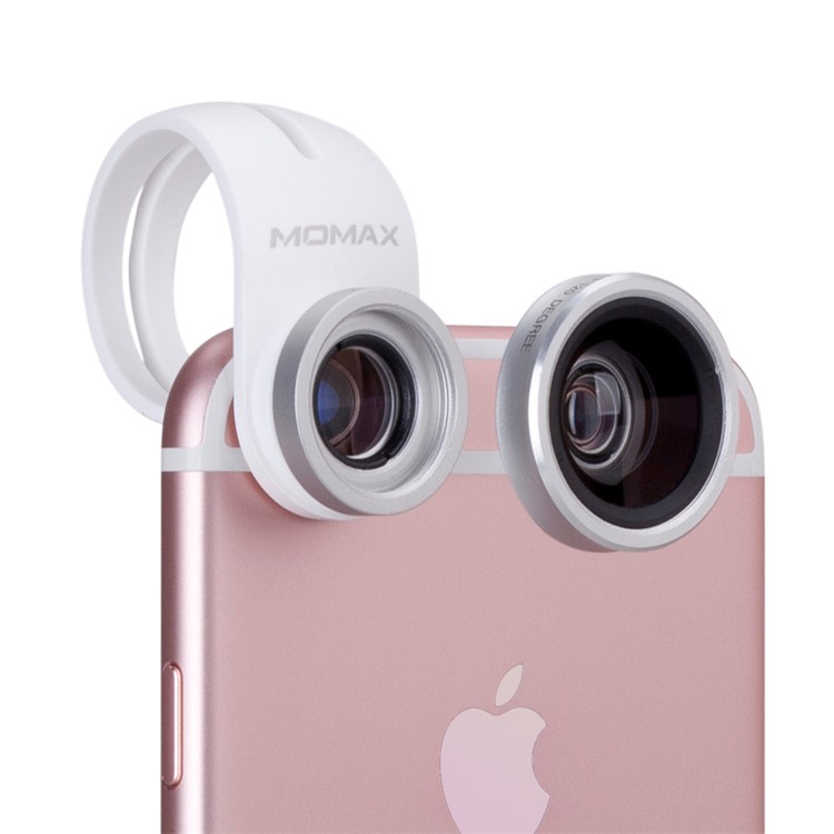 MOMAX X-Lens 3-In-1 120° Wide Angle + 15X Macro + 180° Fisheye Lens Kit with Universal Clip - Silver Color-1