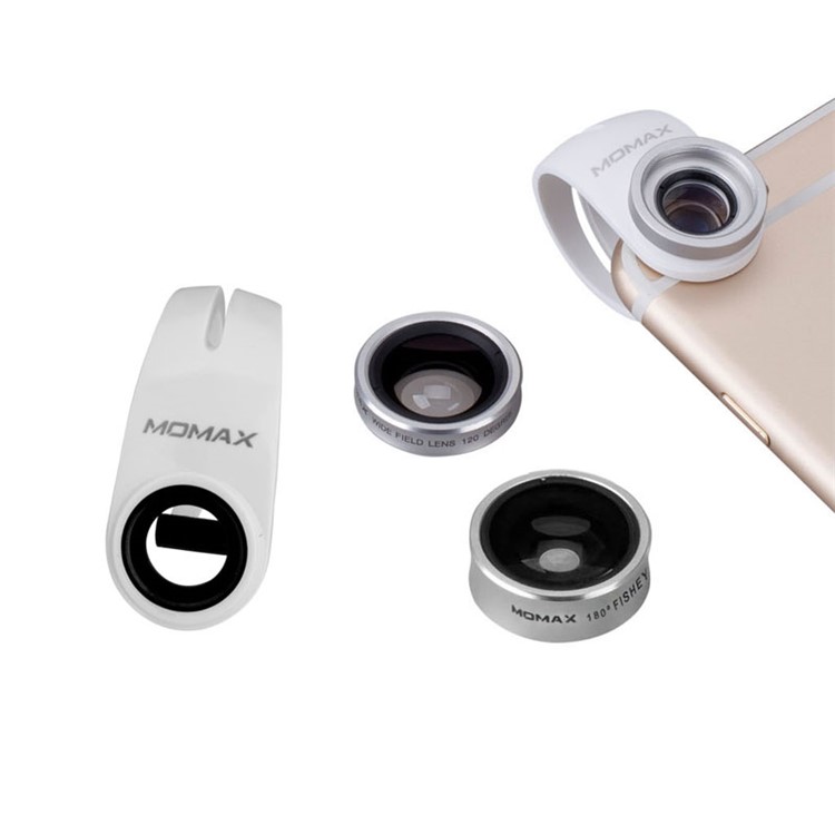 MOMAX X-Lens 3-In-1 120° Wide Angle + 15X Macro + 180° Fisheye Lens Kit with Universal Clip - Silver Color-9